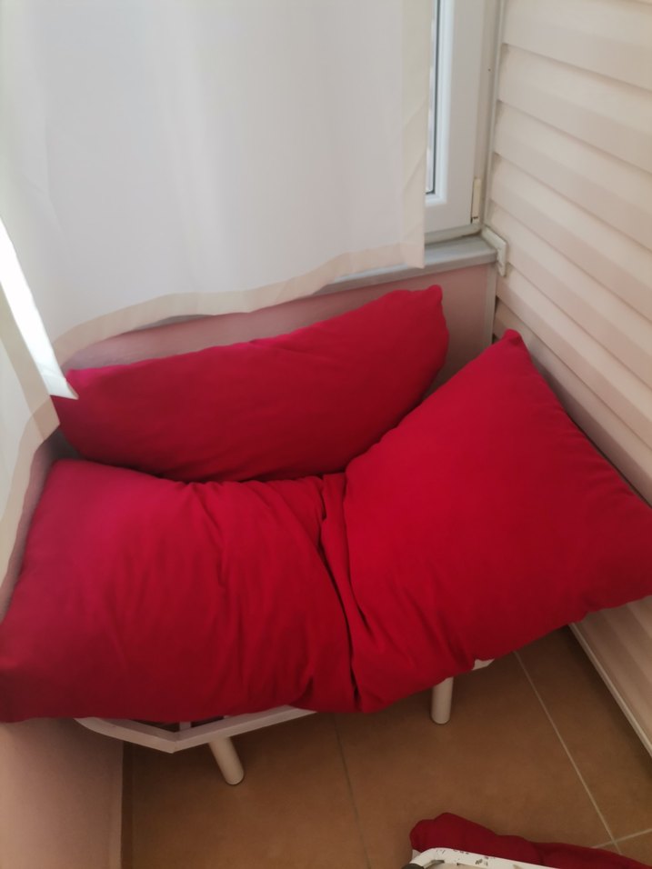 Kırmızı Düz Yastıklı emzirme koltuğu puf koltuk berjer - Görsel 4