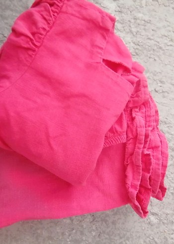 2 Yaş Beden pembe Renk Pembe Kız Bebek Fırfırlı Kısa Kollu Takım