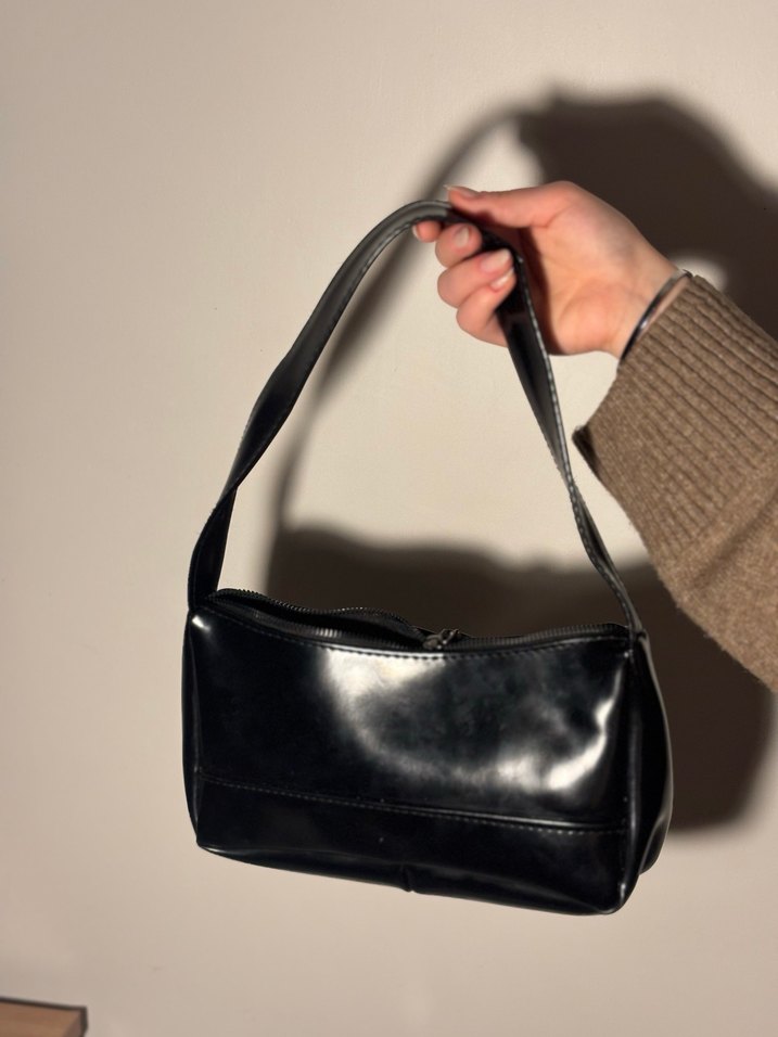 Bordo Deri Fermuarlı Kadın Çanta - Görsel 3