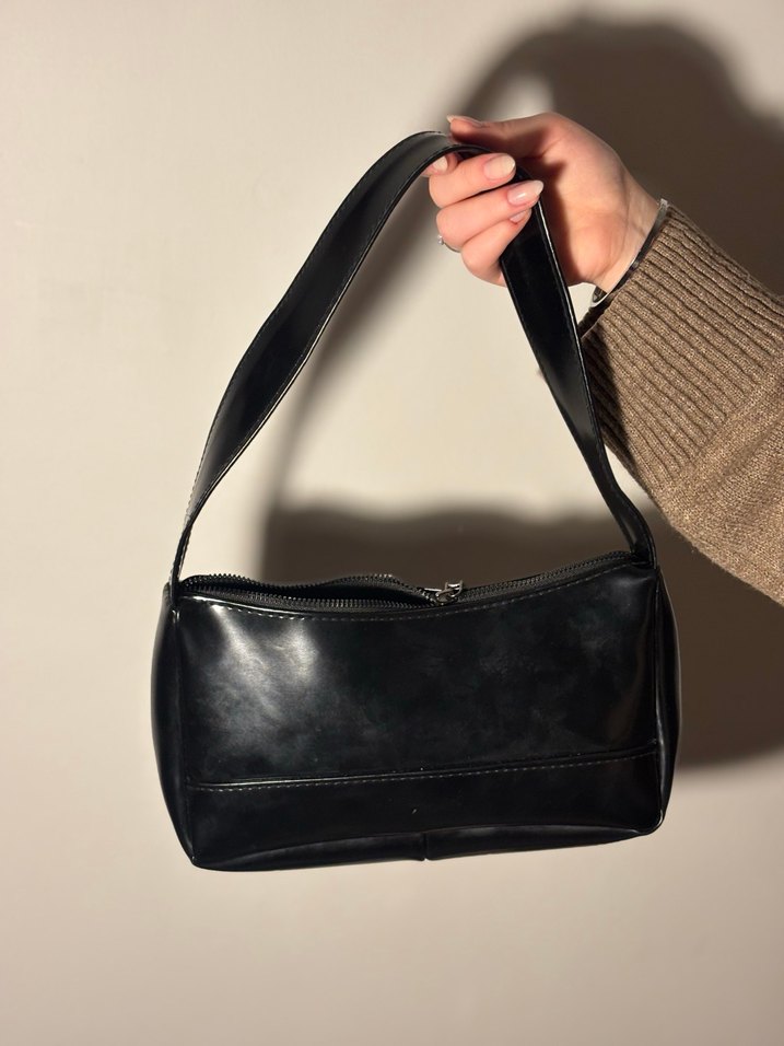 Bordo Deri Fermuarlı Kadın Çanta - Görsel 4