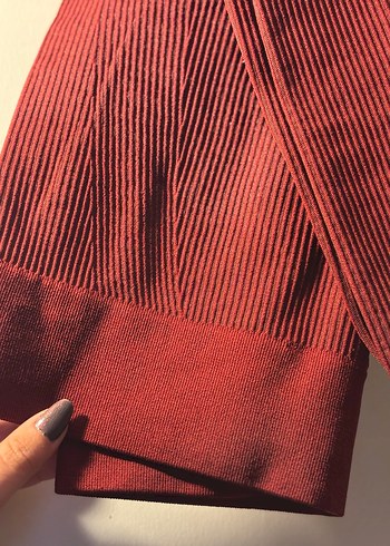 Kırmızı kadın yüksek bel tayt - Görsel 2