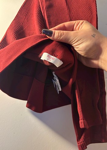 Kırmızı kadın yüksek bel tayt - Görsel 4