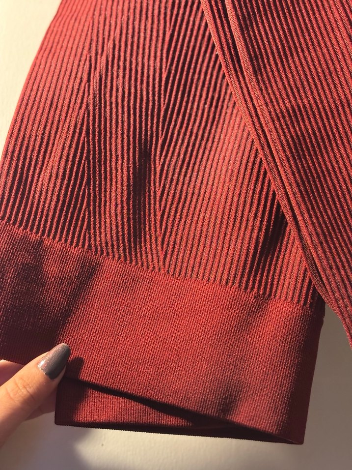 Kırmızı kadın yüksek bel tayt - Görsel 2