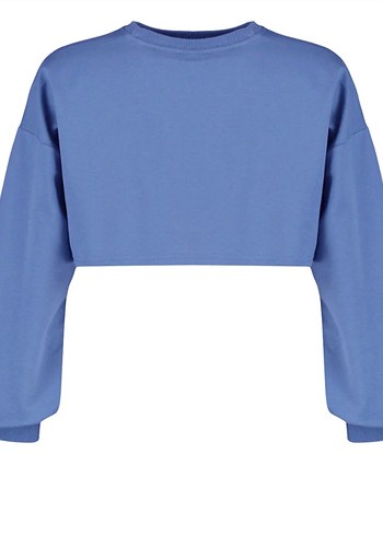 Mavi Uzun Kollu Denim Crop Top - Görsel 5