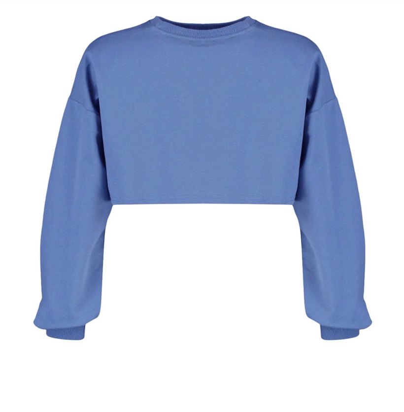 Mavi Uzun Kollu Denim Crop Top - Görsel 5