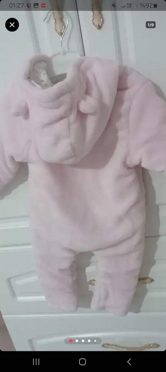 Düğmeli Pembe Bebek Kız Tulumu - Görsel 4