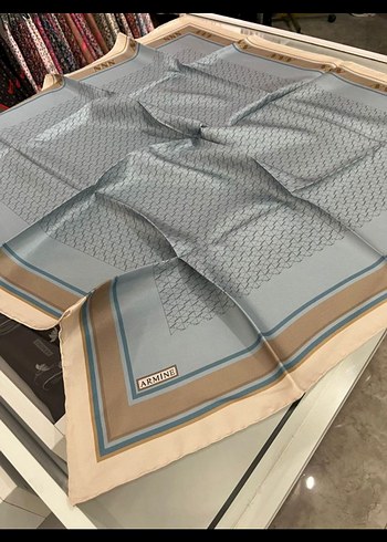 Beden mavi Renk Armine Mavi Gri Desenli Kadın esarp