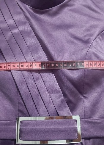 Uzun Mor tesettür abiye Drapeli Kadın Elbise - Görsel 5