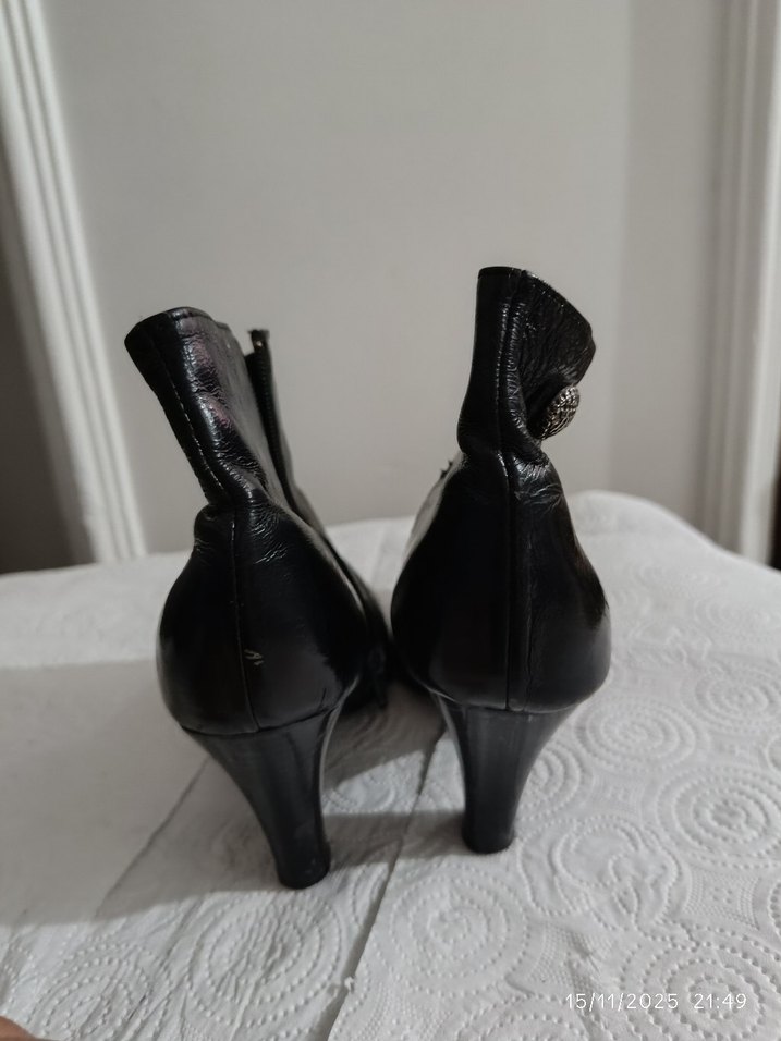 Kadın Siyah Hakiki Deri Stiletto Bot - Görsel 3