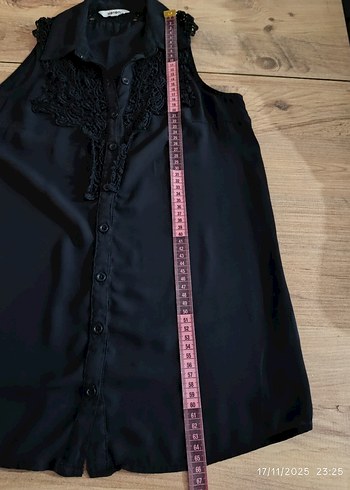 Düğmeli Siyah  Gömlek Bluz - Görsel 5