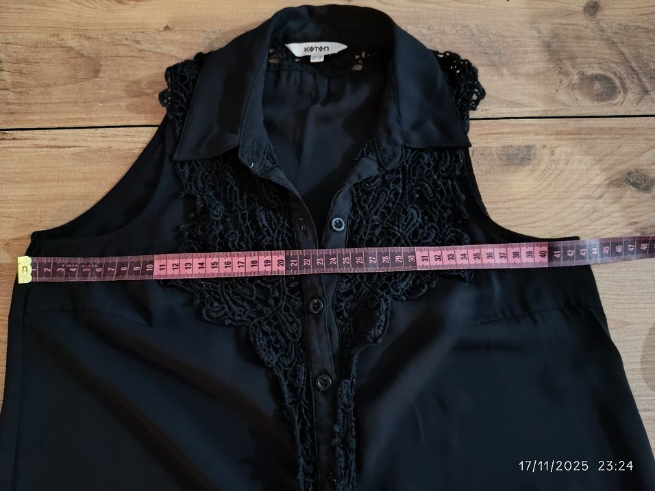 Düğmeli Siyah  Gömlek Bluz - Görsel 4