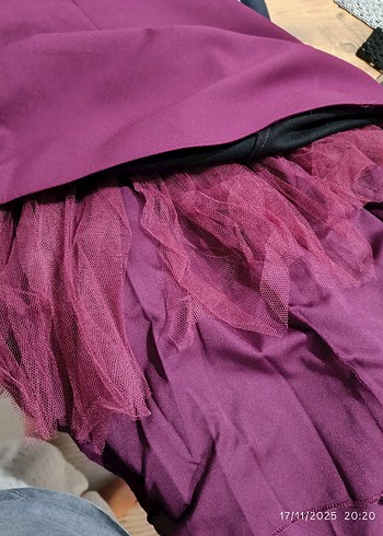 Mürdüm Drapeli Uzun Abiye Elbise - Görsel 5