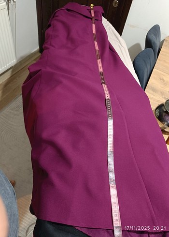 Mürdüm Drapeli Uzun Abiye Elbise - Görsel 6