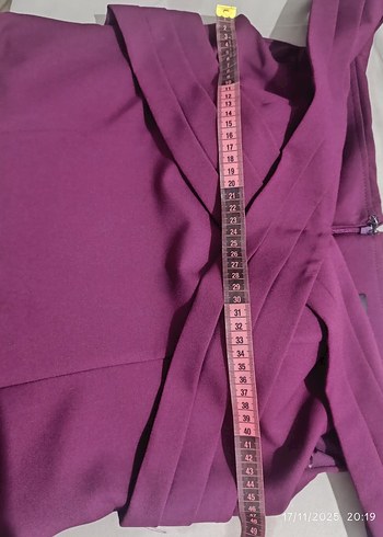 Mürdüm Drapeli Uzun Abiye Elbise - Görsel 9