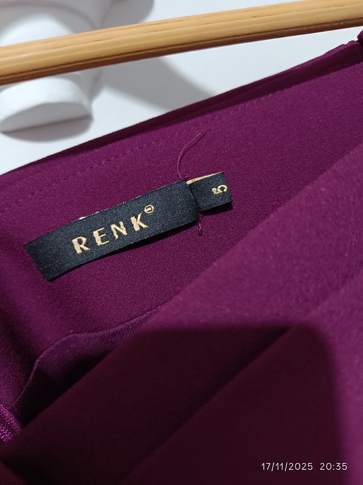 Mürdüm Drapeli Uzun Abiye Elbise - Görsel 4