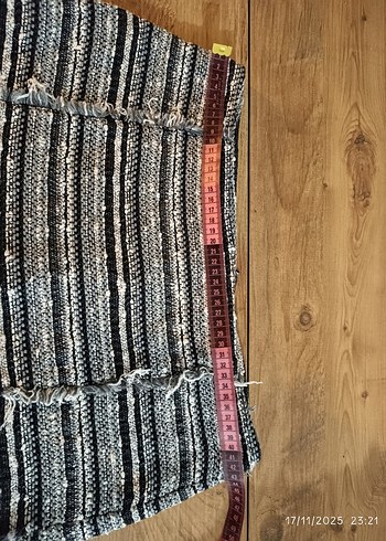 Gri örme dokulu Bohem Mini etek - Görsel 5