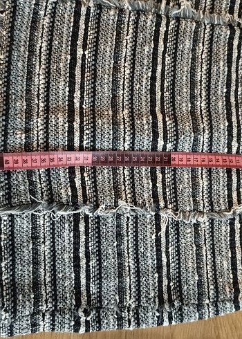 Gri örme dokulu Bohem Mini etek - Görsel 6