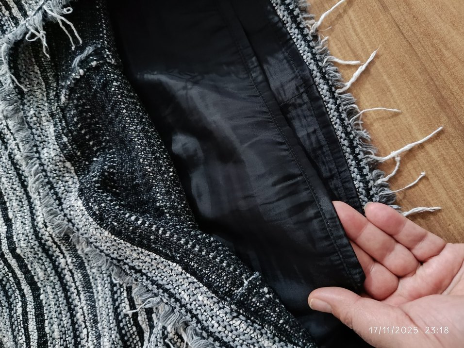 Gri örme dokulu Bohem Mini etek - Görsel 4