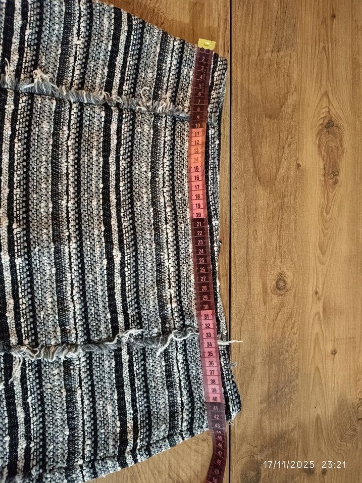 Gri örme dokulu Bohem Mini etek - Görsel 5