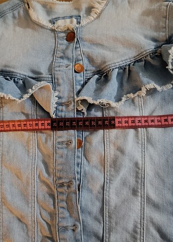 Kadın Açık Mavi Denim Fırfırlı Ceket - Görsel 3
