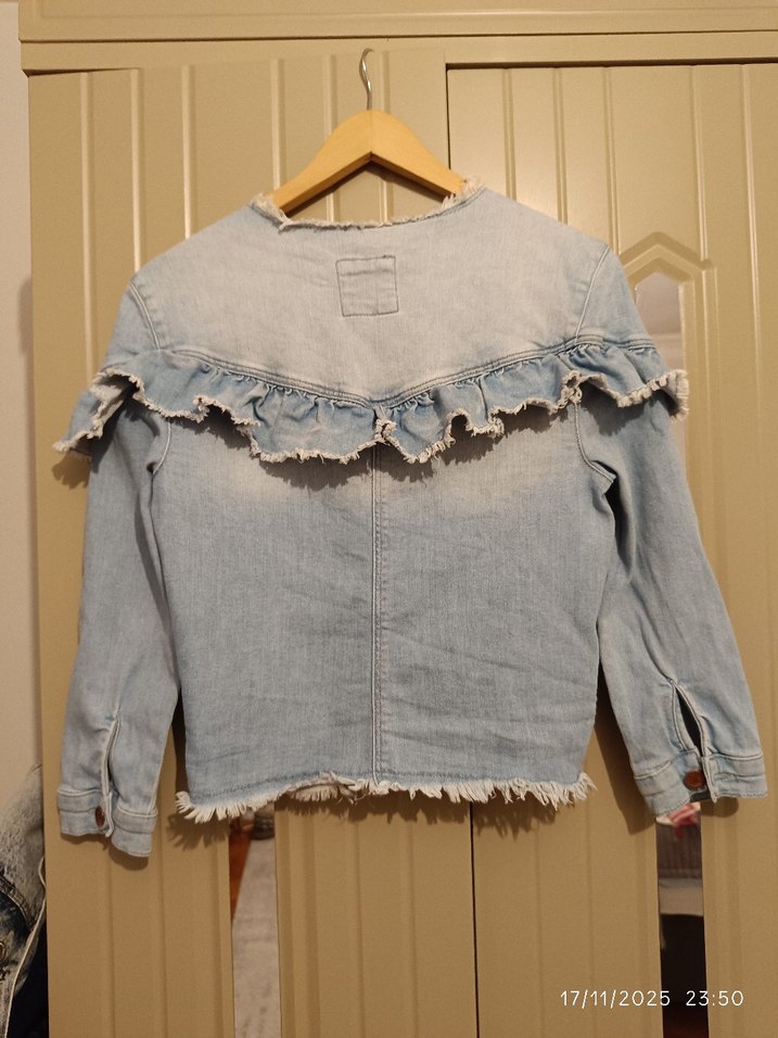 Kadın Açık Mavi Denim Fırfırlı Ceket - Görsel 2