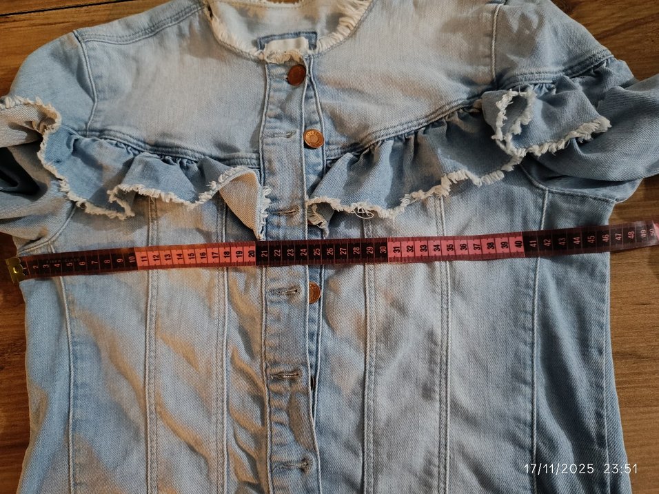 Kadın Açık Mavi Denim Fırfırlı Ceket - Görsel 3