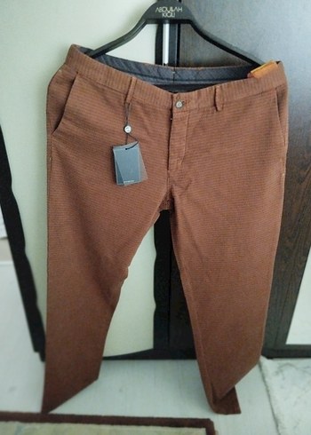 Diğer Kahverengi Regular Fit Kemerli Erkek Pantolon