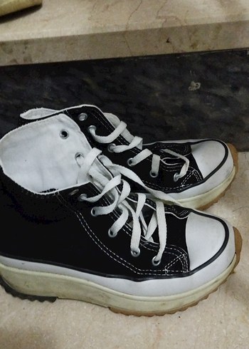 Beyaz Siyah Bağcıklı Kadın Spor Ayakkabı - Görsel 2