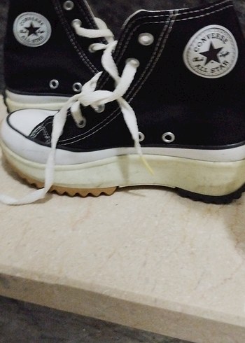 Beyaz Siyah Bağcıklı Kadın Spor Ayakkabı - Görsel 3