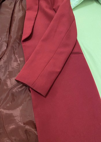 Bordo Düğmeli Kadın Midi Blazer Ceket Tesettüre uygundur - Görsel 2