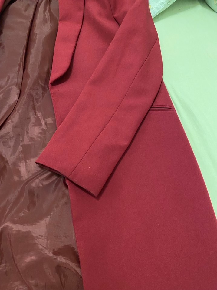 Bordo Düğmeli Kadın Midi Blazer Ceket Tesettüre uygundur - Görsel 2