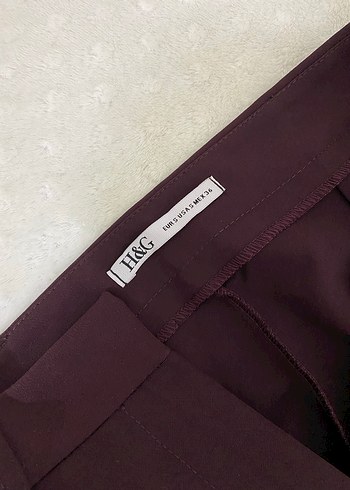 Kadın Bordo Kemerli Midi Kumaş Pantolon - Görsel 6