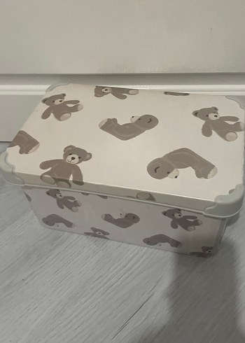 Ayıcık desenli bej çocuk raf kutusu - Görsel 3