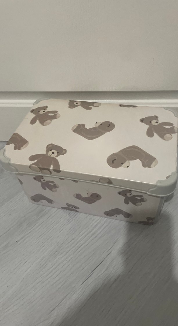 Ayıcık desenli bej çocuk raf kutusu - Görsel 3