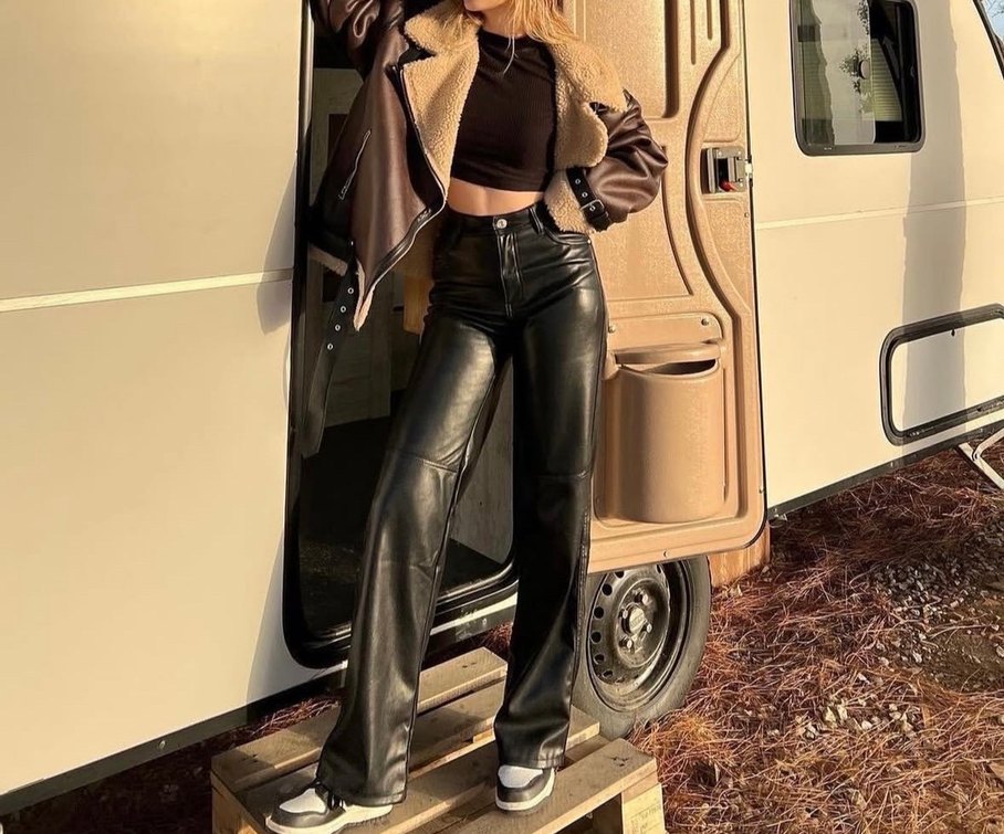 BERSHKA Deri Pantolon 34 Beden - Görsel 2