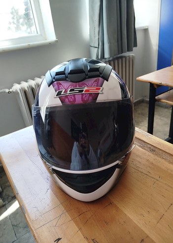 Mor Baskılı Cam Biker Kask - Görsel 2
