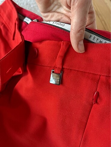s Beden kırmızı Renk Beymen Nar Çiçeği rengi Yazlık Kadın Kumaş Pantalon/34-36