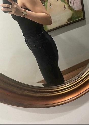 Trendyol & Milla Siyah Midi Boy Regular Fit Kadın Denim Jean