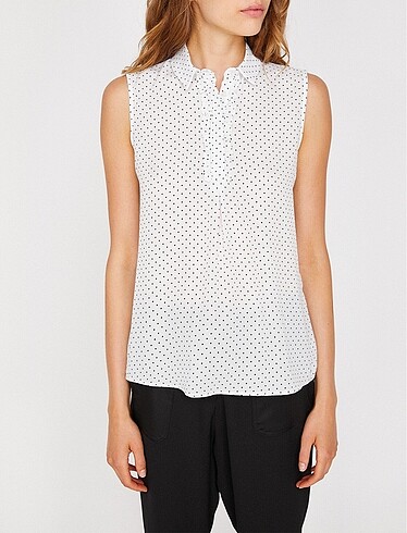 Beyaz puantiyeli bluz - Görsel 6