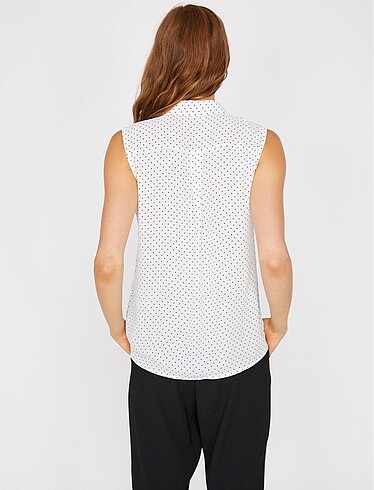 Beyaz puantiyeli bluz - Görsel 5