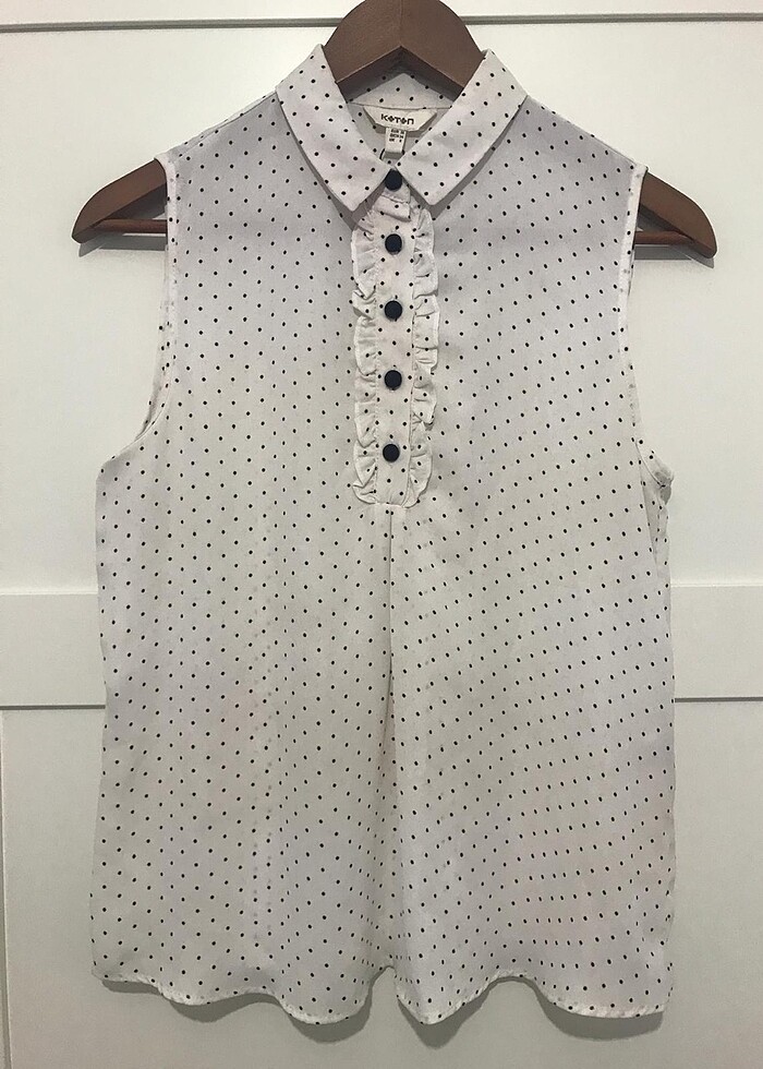 Beyaz puantiyeli bluz - Görsel 4