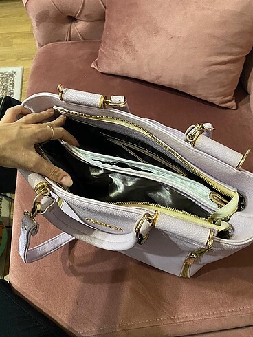 Açık lila büyük kol çantası - Görsel 5