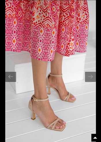 Ten rengi Rugan Topuklu Kadın Ayakkabı - Görsel 3