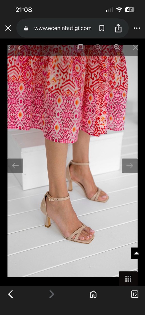 Ten rengi Rugan Topuklu Kadın Ayakkabı - Görsel 3