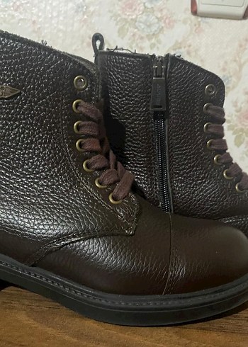 Bulldozer Kahverengi Gerçek Deri Kadın Bot Fermuarlı - Görsel 7