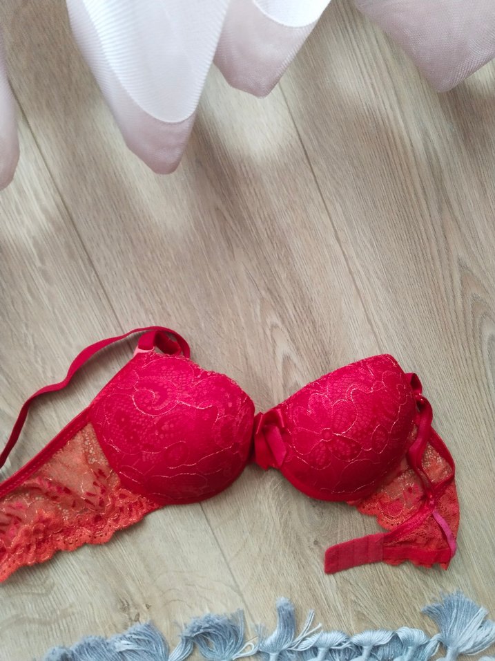 Kırmızı Bohem Vintage Dantelli Sütyen - Görsel 4