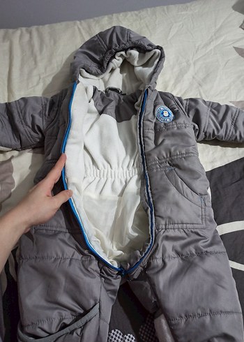 Gri Fermuarlı Bebek Kayak Tulumu mont - Görsel 2