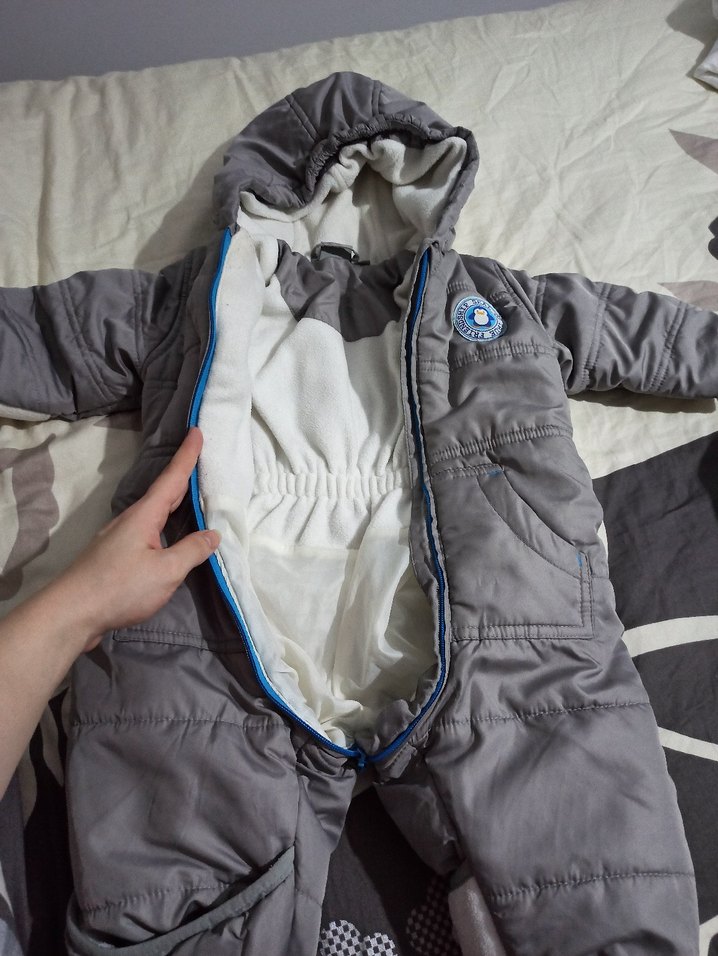 Gri Fermuarlı Bebek Kayak Tulumu mont - Görsel 2