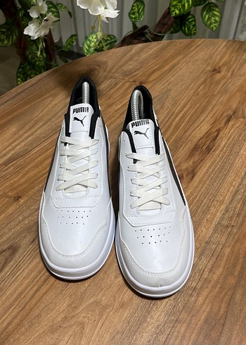Beyaz Siyah Bağcıklı Puma Spor Ayakkabı - Görsel 2