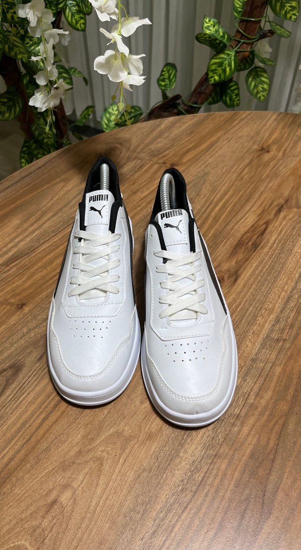 Beyaz Siyah Bağcıklı Puma Spor Ayakkabı - Görsel 2